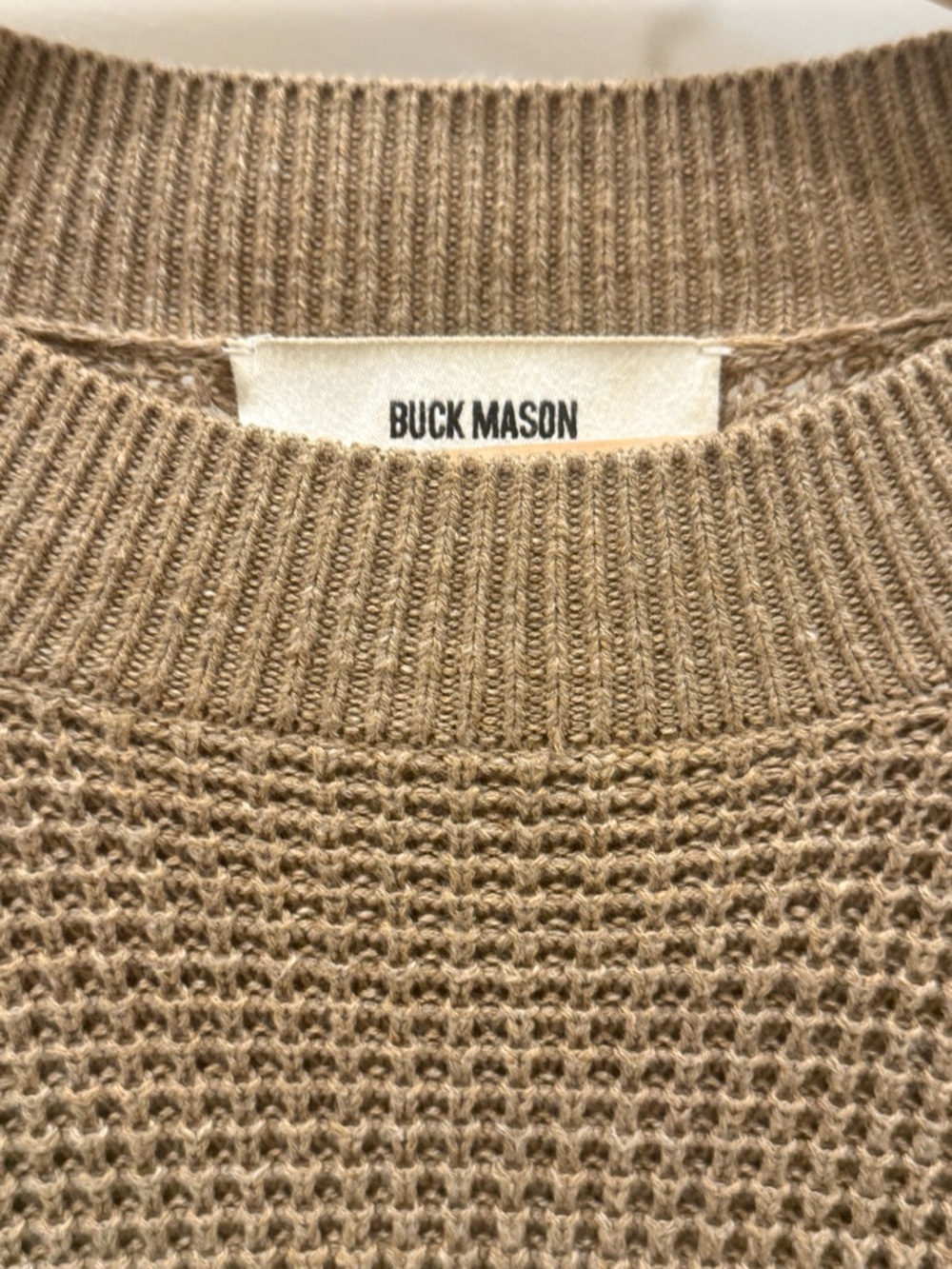 Buck Mason tan Crewneck Waffle Knit Sweater - Picture 3 of 5